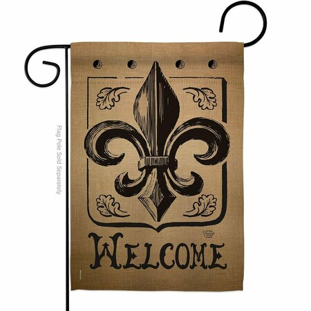 CUADRILATERO Welcome Fleur De Lys Country Living 13 x 18.5 in. Double-Sided Decorative Vertical Garden Flags for CU3903845